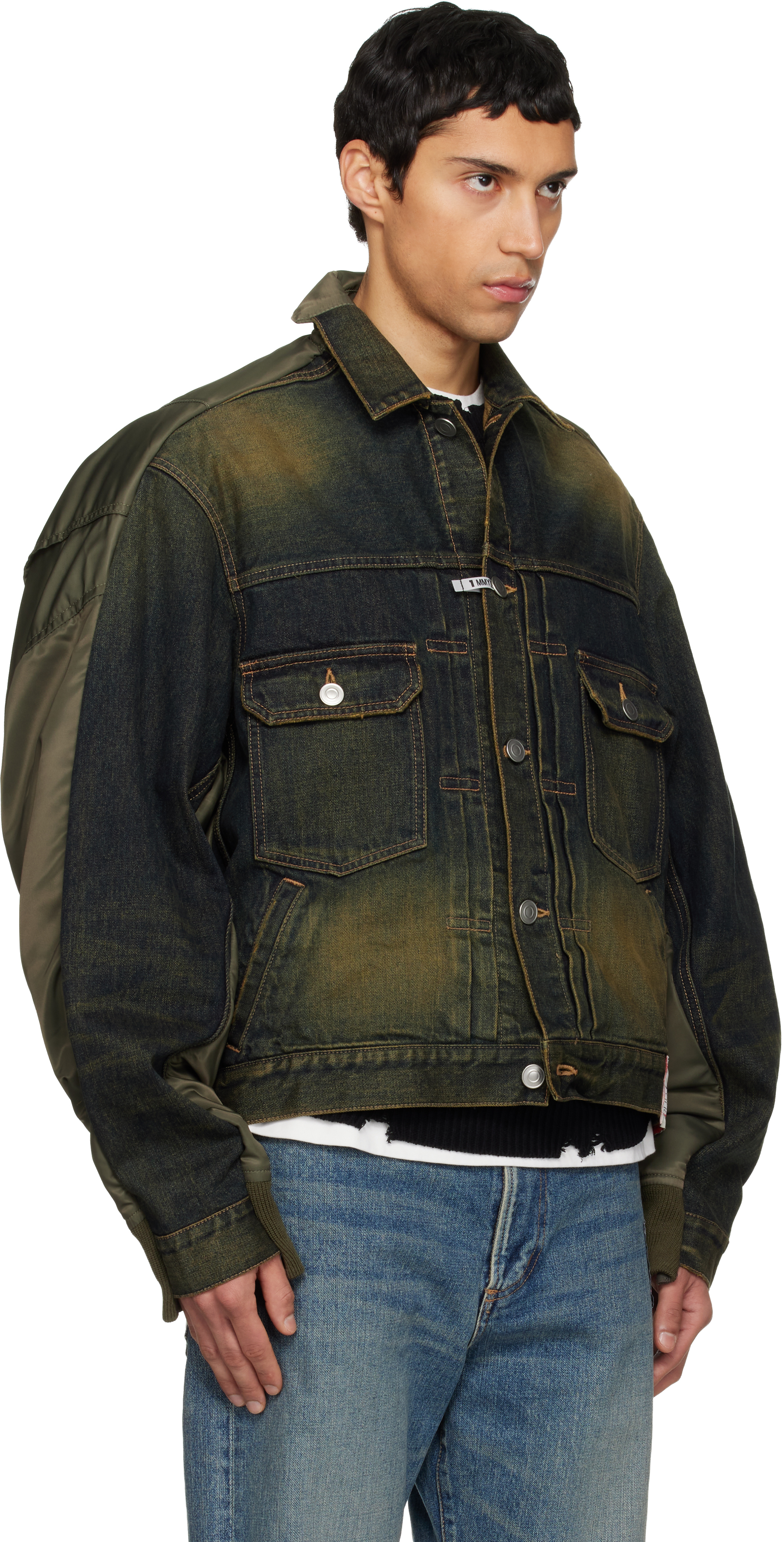 Khaki & Navy Front Back Combined Denim Jacket