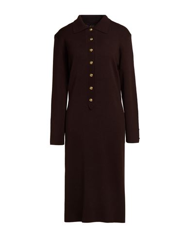 Woman Midi dress Dark brown Size S Virgin Wool