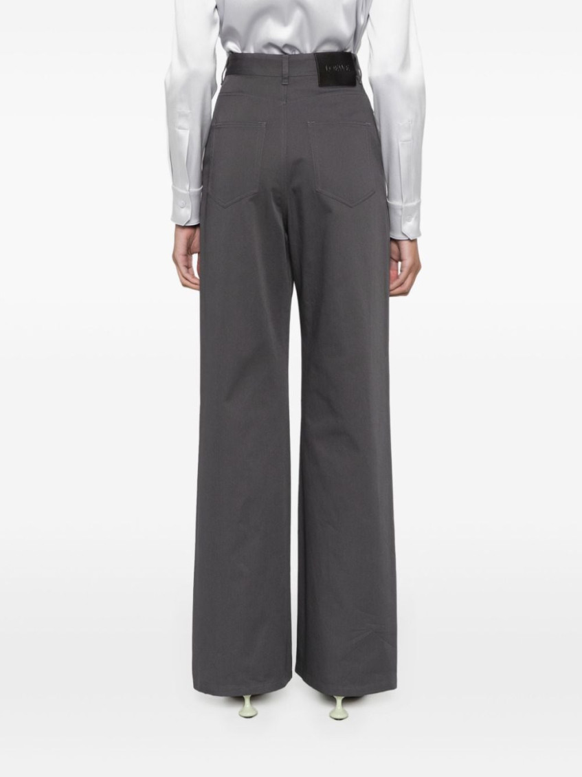 - High-waisted Cotton Trousers