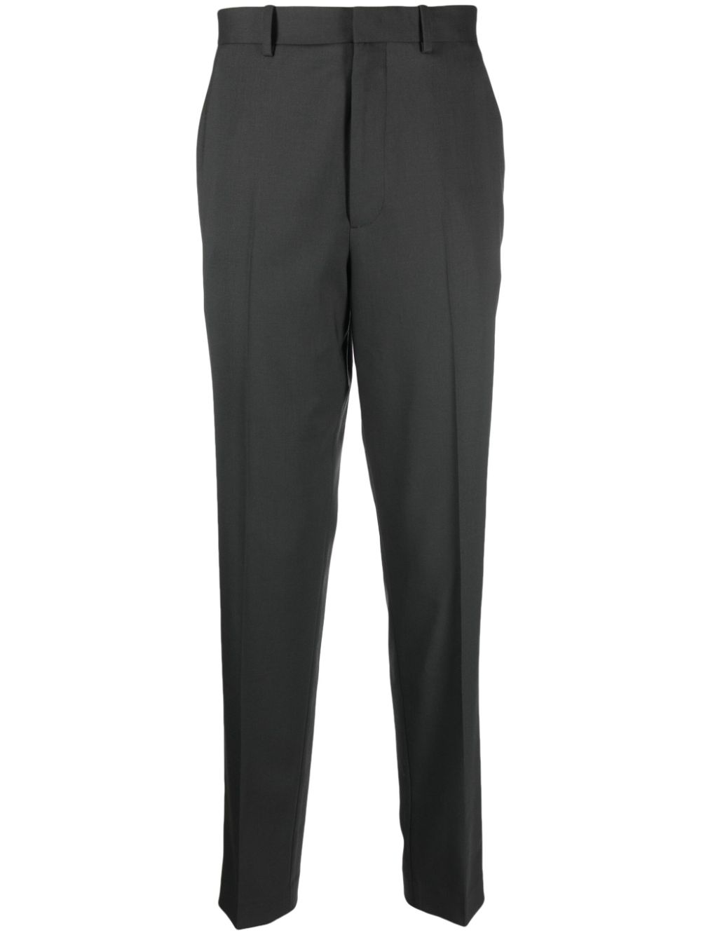 Gabardine-weave tapered-leg trousers - Grey