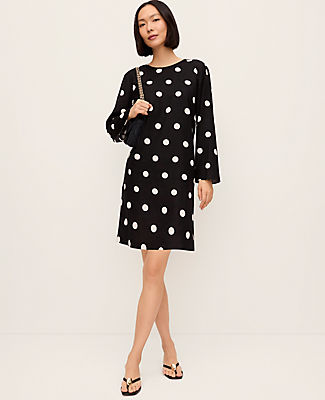 Ann Taylor Dotted Linen Blend Shift Dress