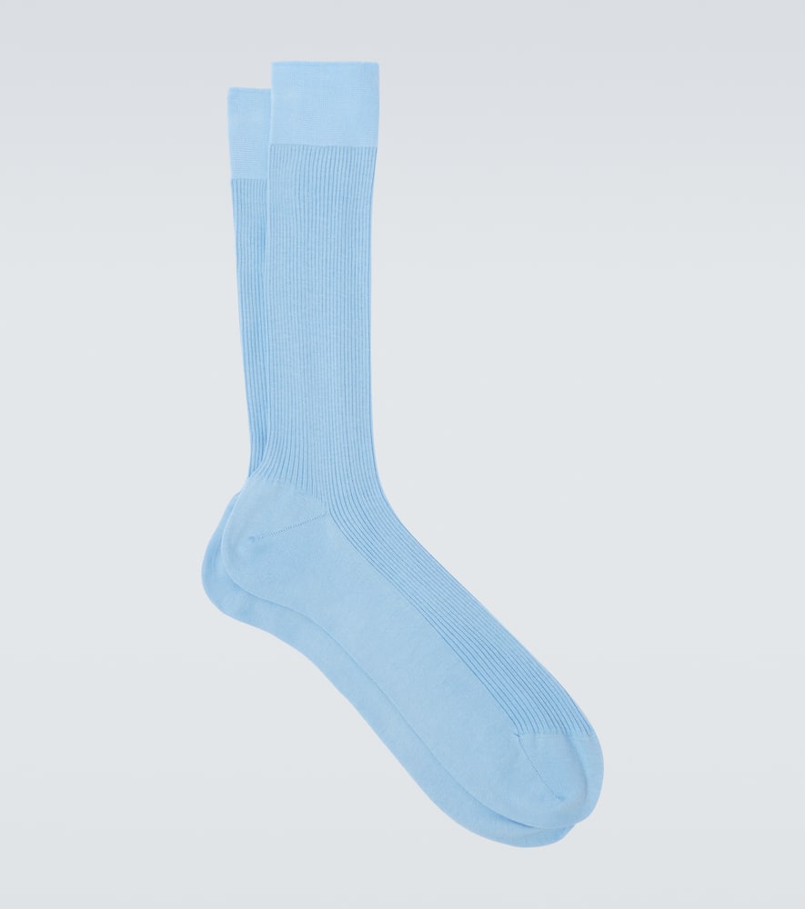Ribbed-knit cotton socks