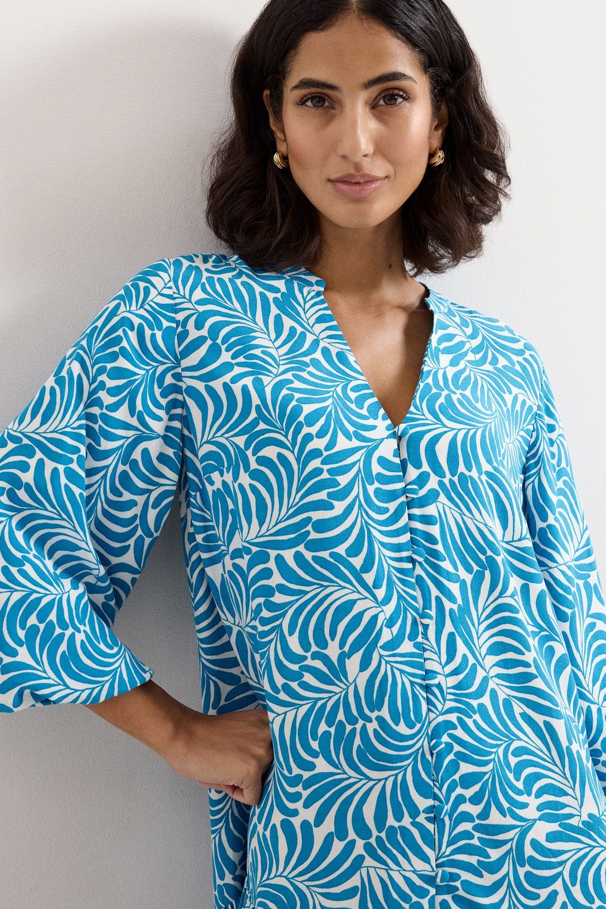 Phase Eight Women's Phoebe Tiered Hem V-Neck Mini Dress in Turquoise