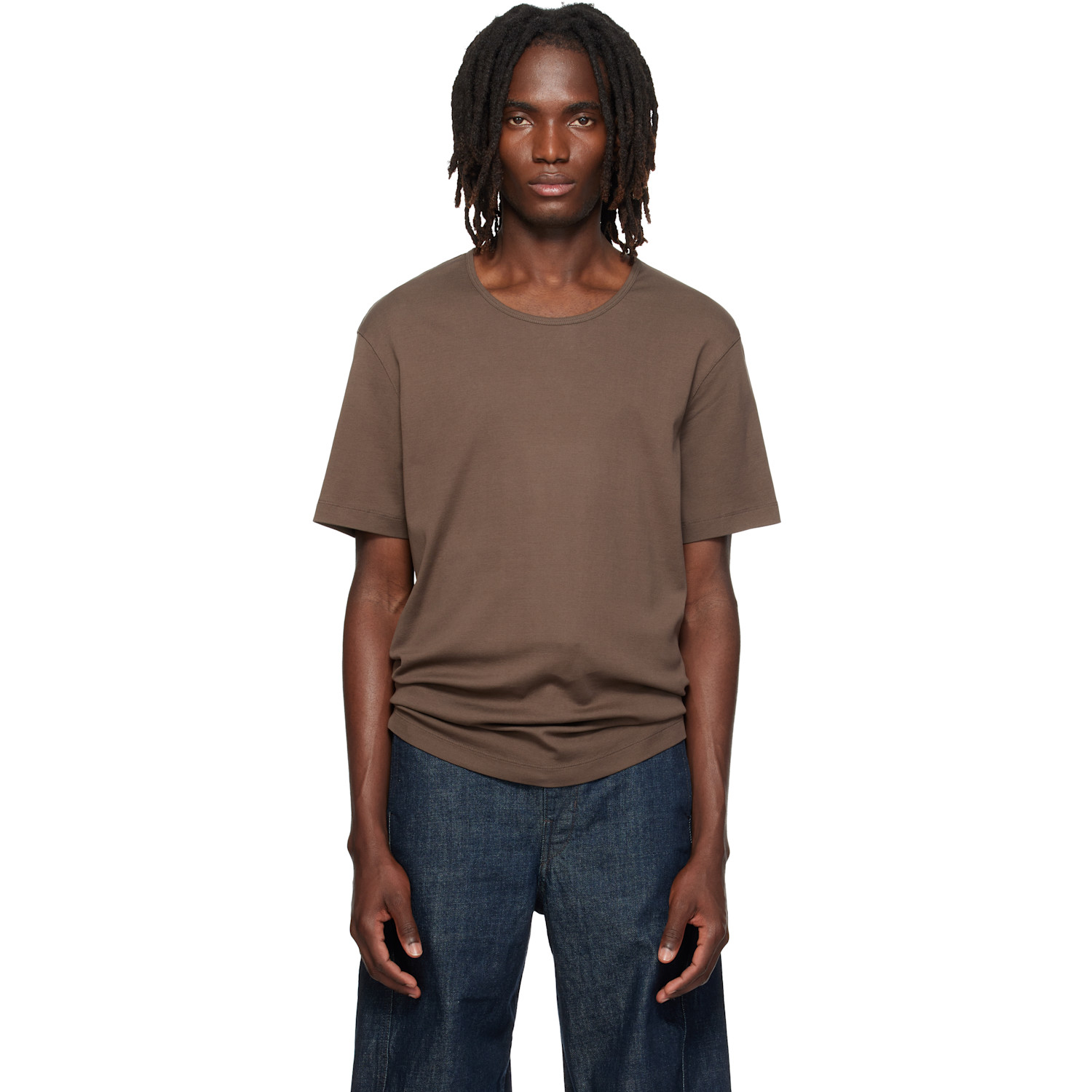 Brown Scoop-Neck T-shirt