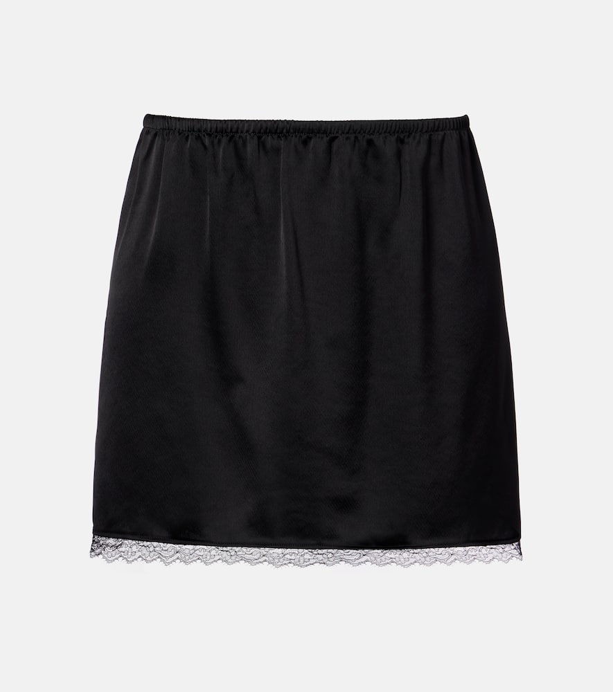 Barb lace-trimmed satin miniskirt