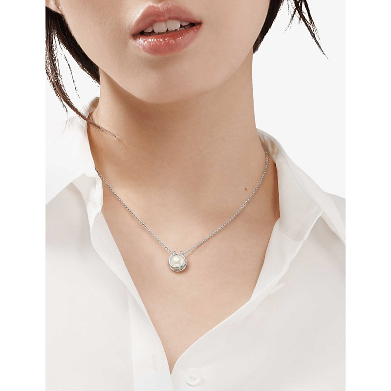 Womens Sterling Silver Tiffany HardWear Sterling-silver and Freshwater Pearl Pendant Necklace 
