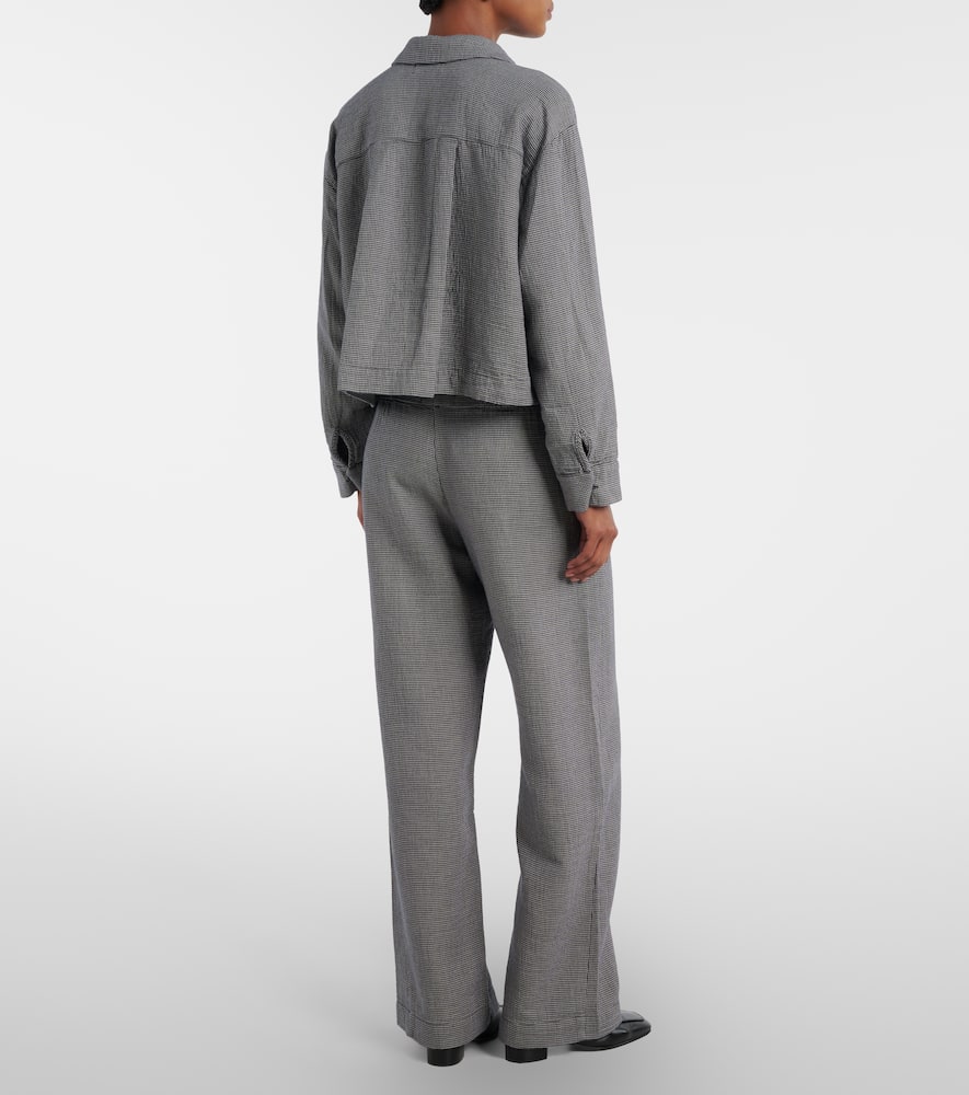 Braylen houndstooth cotton wide-leg pants