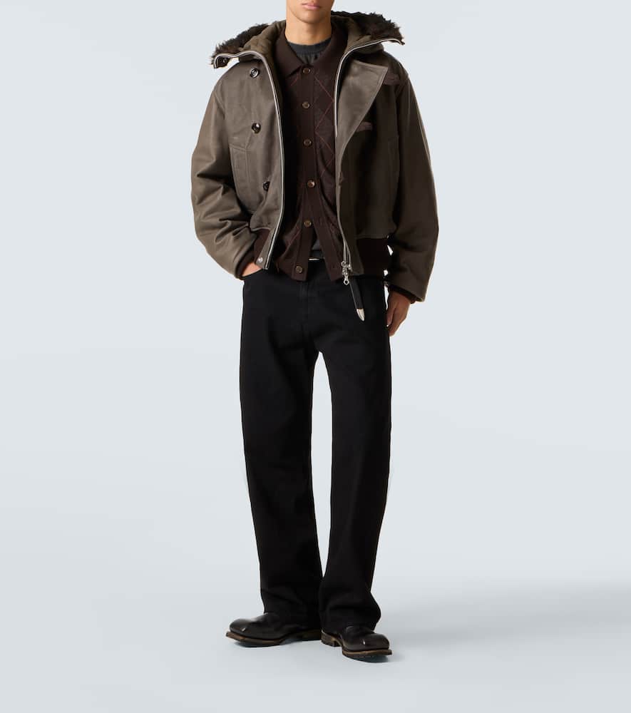 Compel shearling-trimmed leather jacket