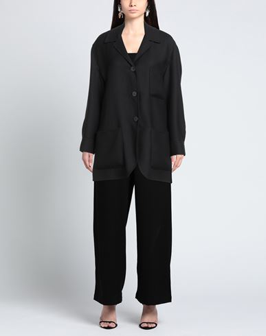Woman Coat Black Size L Virgin Wool