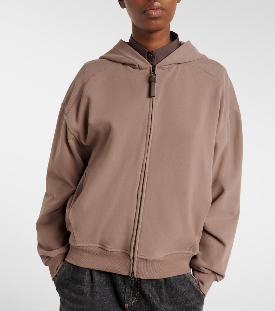 Cotton jersey zip-up hoodie