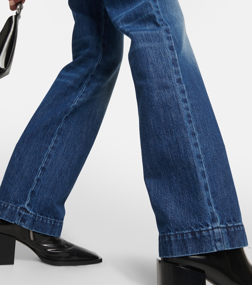 Patchwork high-rise straight jeans