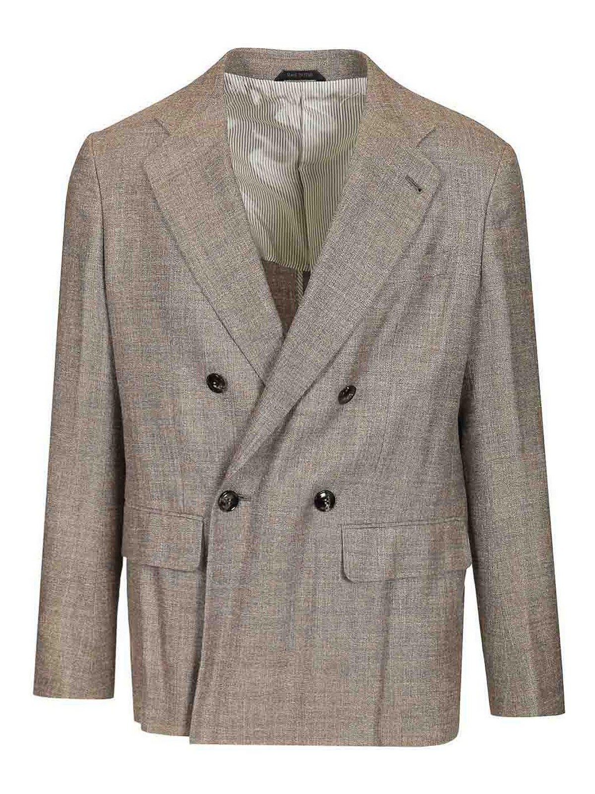 Double-Breasted Linen Blend Blazer