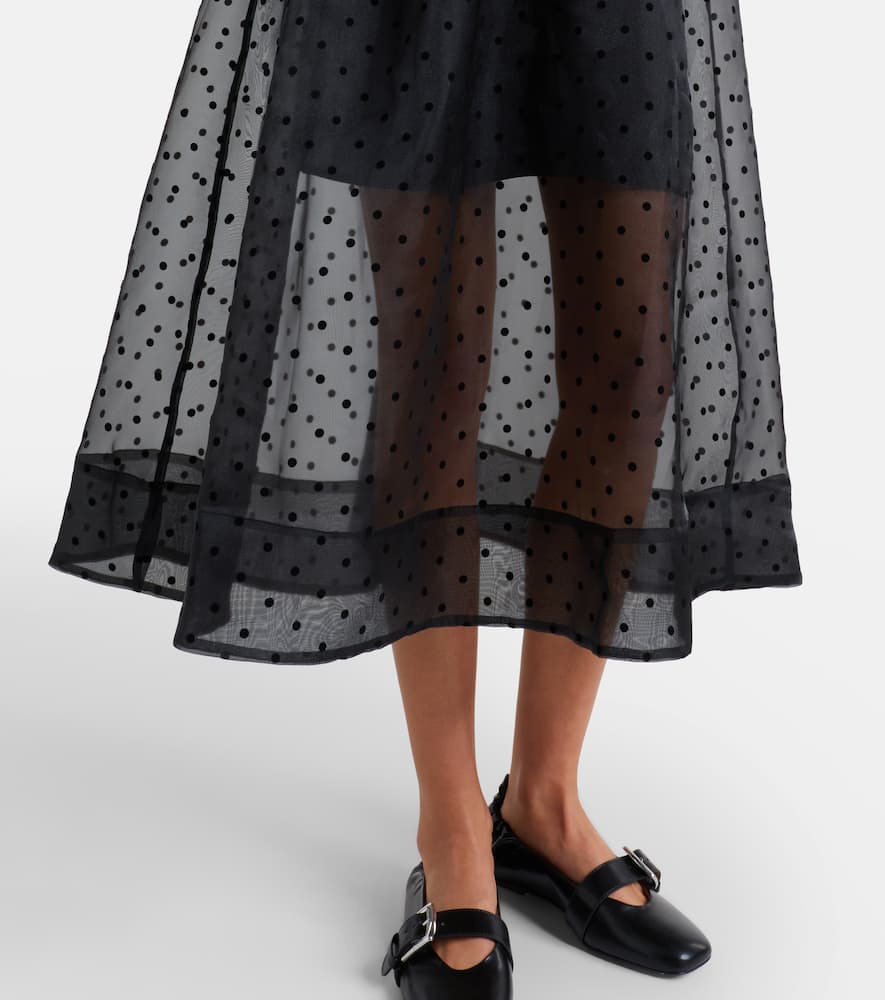 Polka-dot organza midi dress