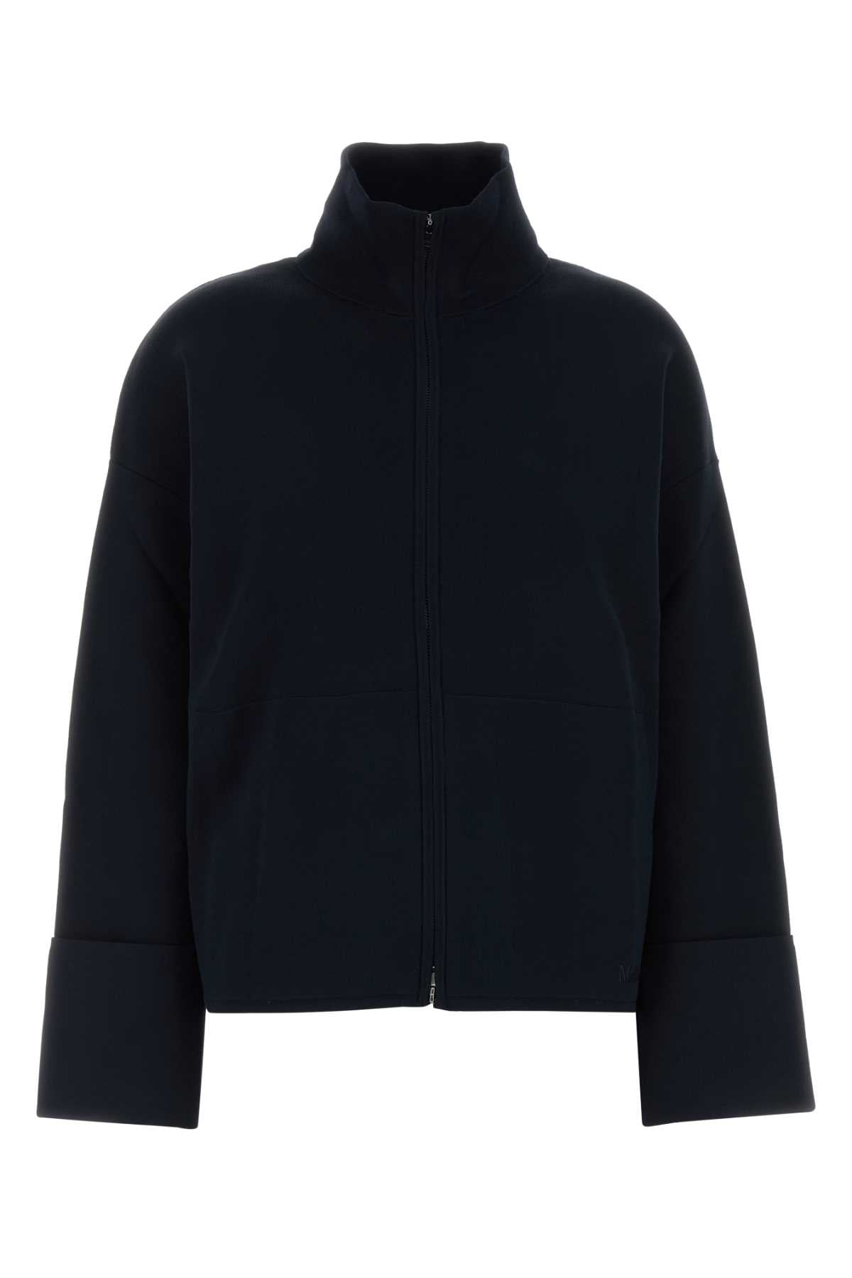 Viscose-Nylon Zip-Through Sweater — Navy