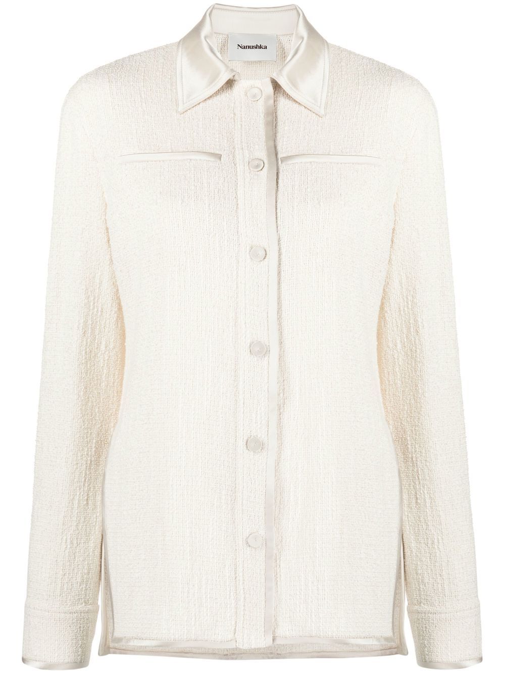 Satin-collar long-sleeved shirt - Neutrals