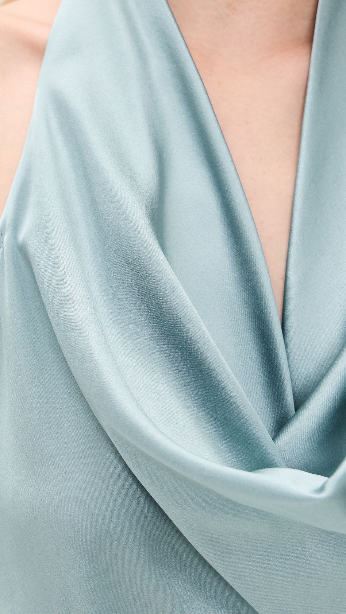 Cassia Silk Halter Top Dusty Blue Silk
