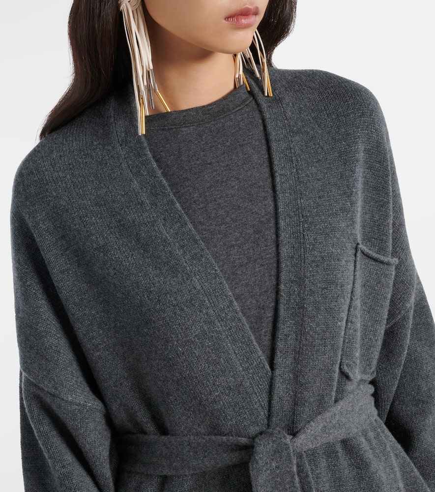 N°105 Coat belted cashmere wrap cardigan