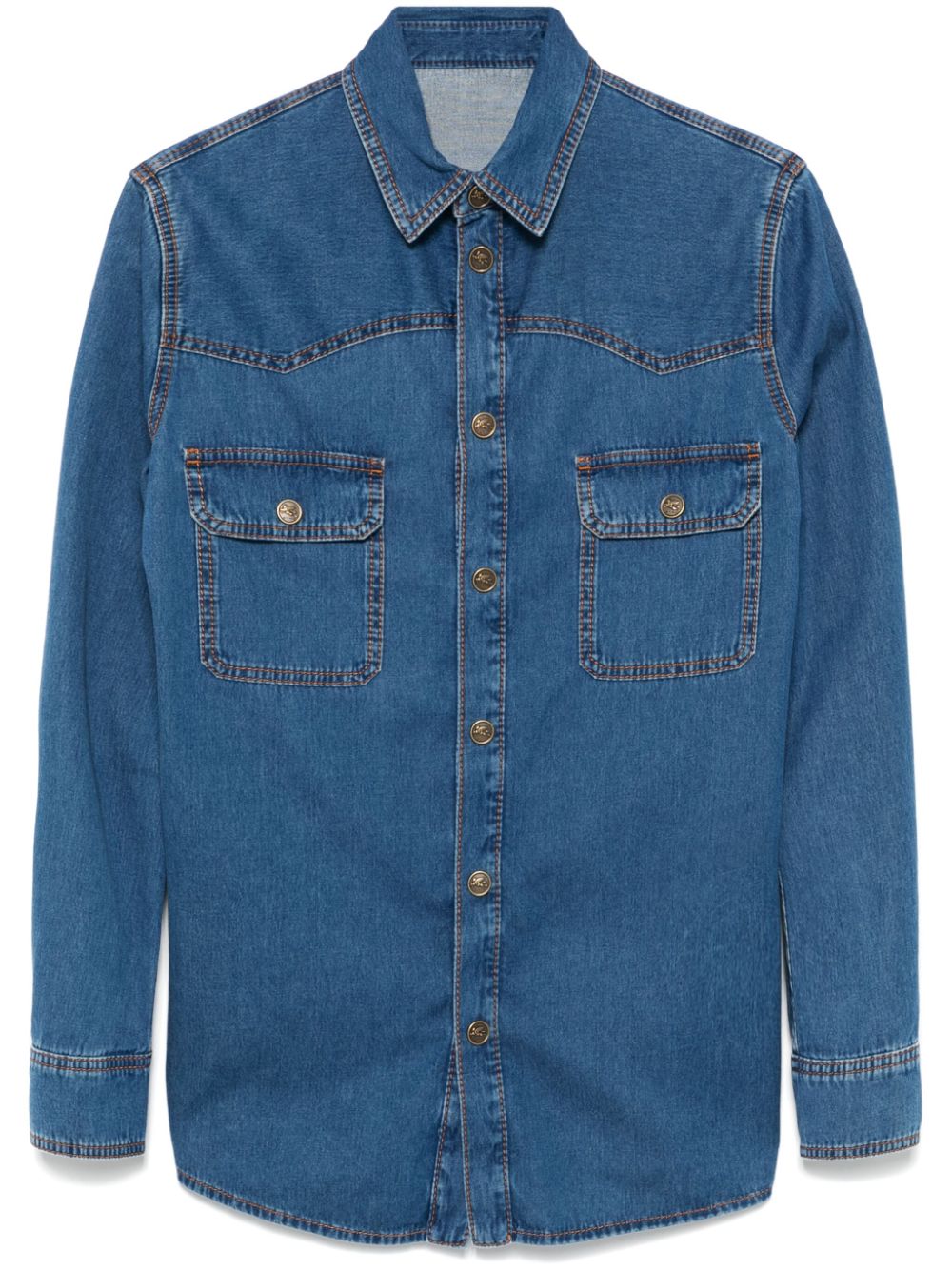 Motif-embroidered shirt - Blue