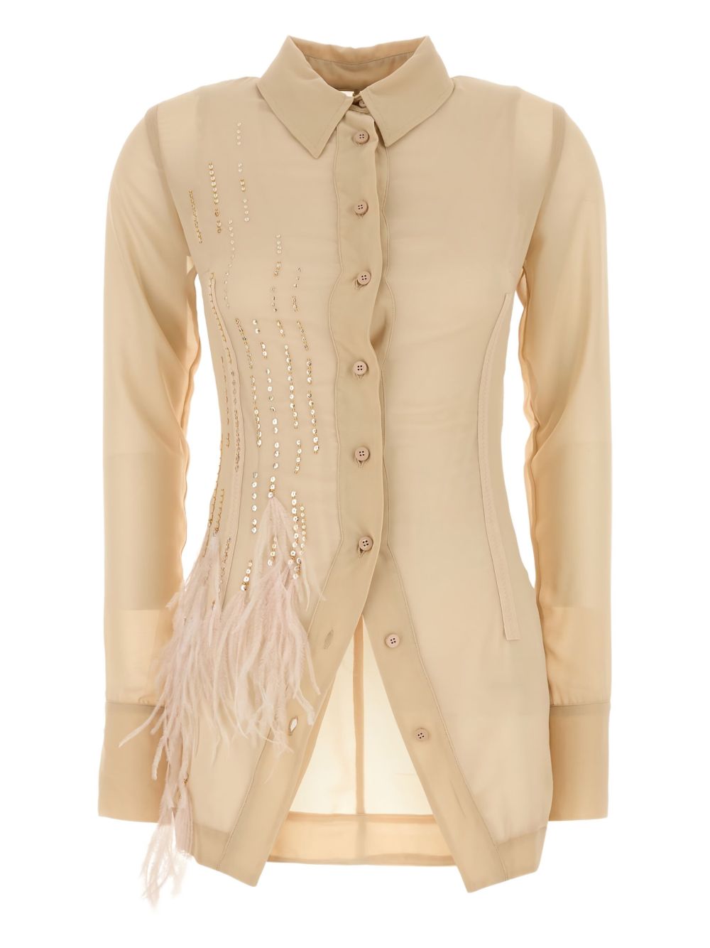 Crystal-embellished shirt - Neutrals