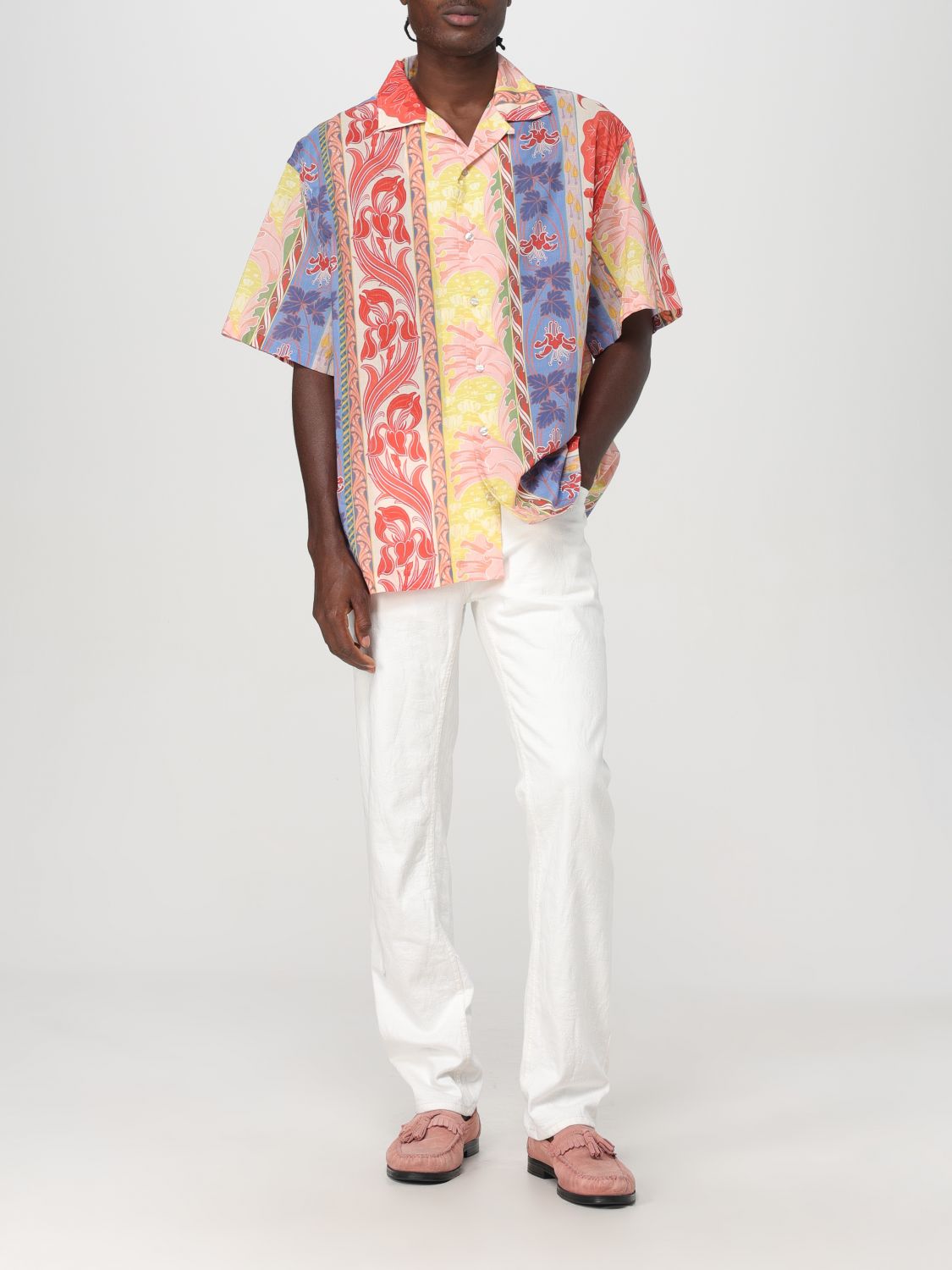 Floral-print bowling shirt - Blue