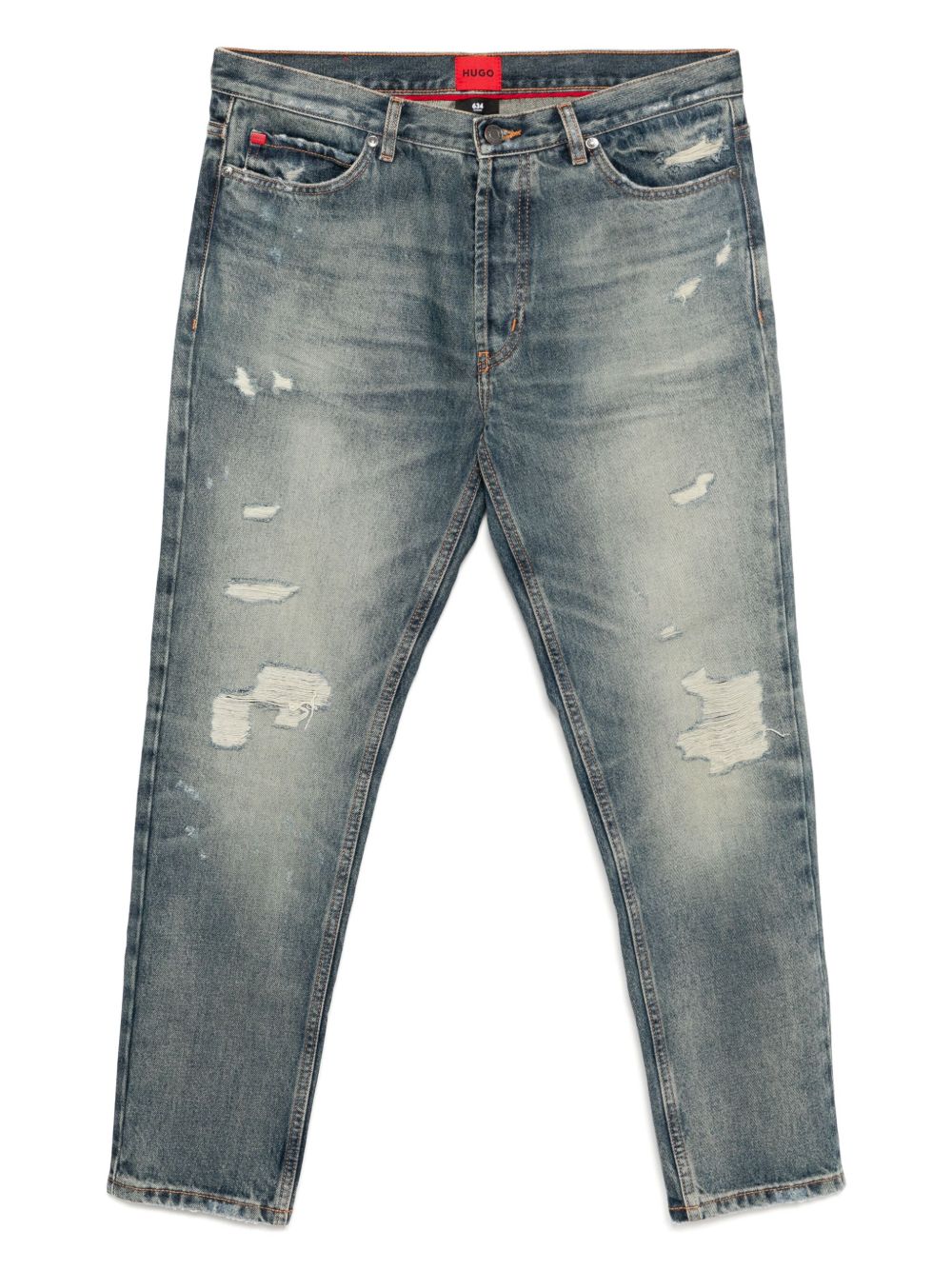 HUGO Distressed Vintage-Wash Denim - Blue