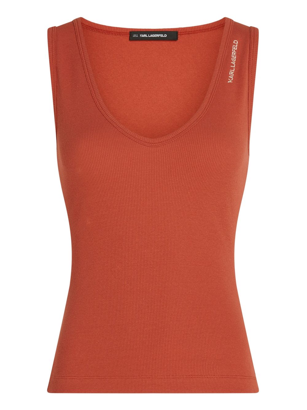 Karl Lagerfeld ribbed v-neck tank top - Orange