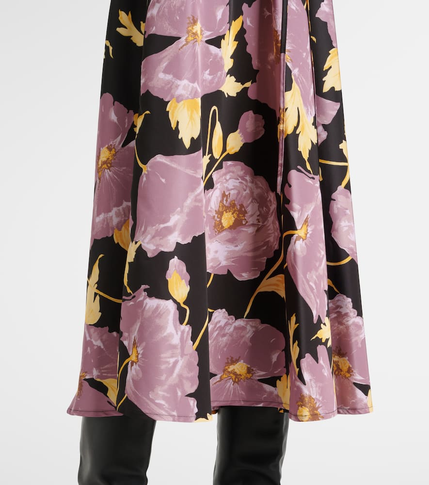 Floral faille midi skirt