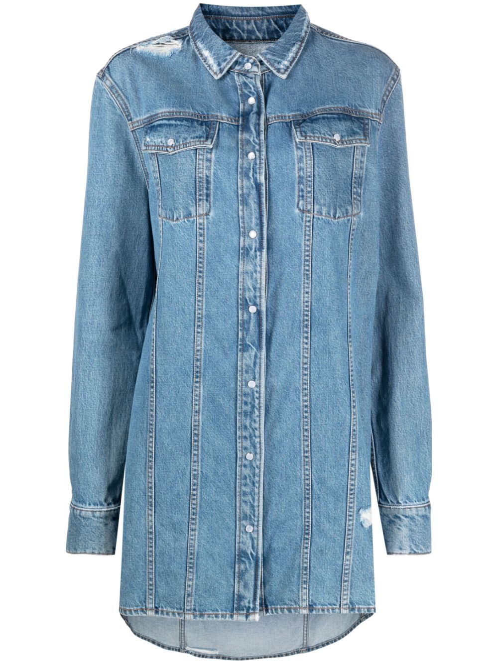 Long denim shirt jacket - Blue