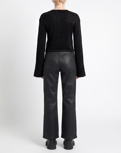 Woman Sweater Black Size L Cotton, Metallic fiber