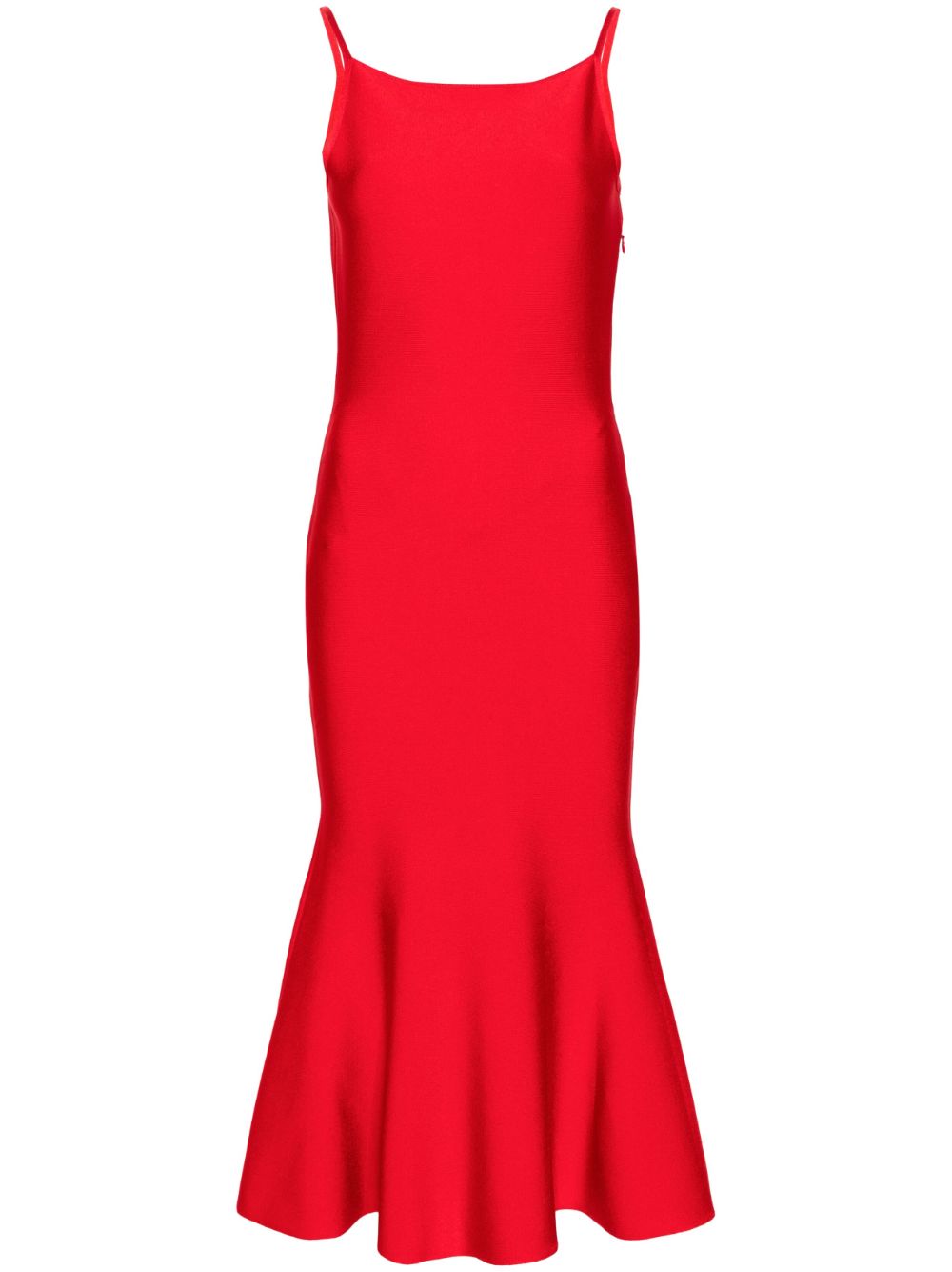 Square-neck flared midi dress