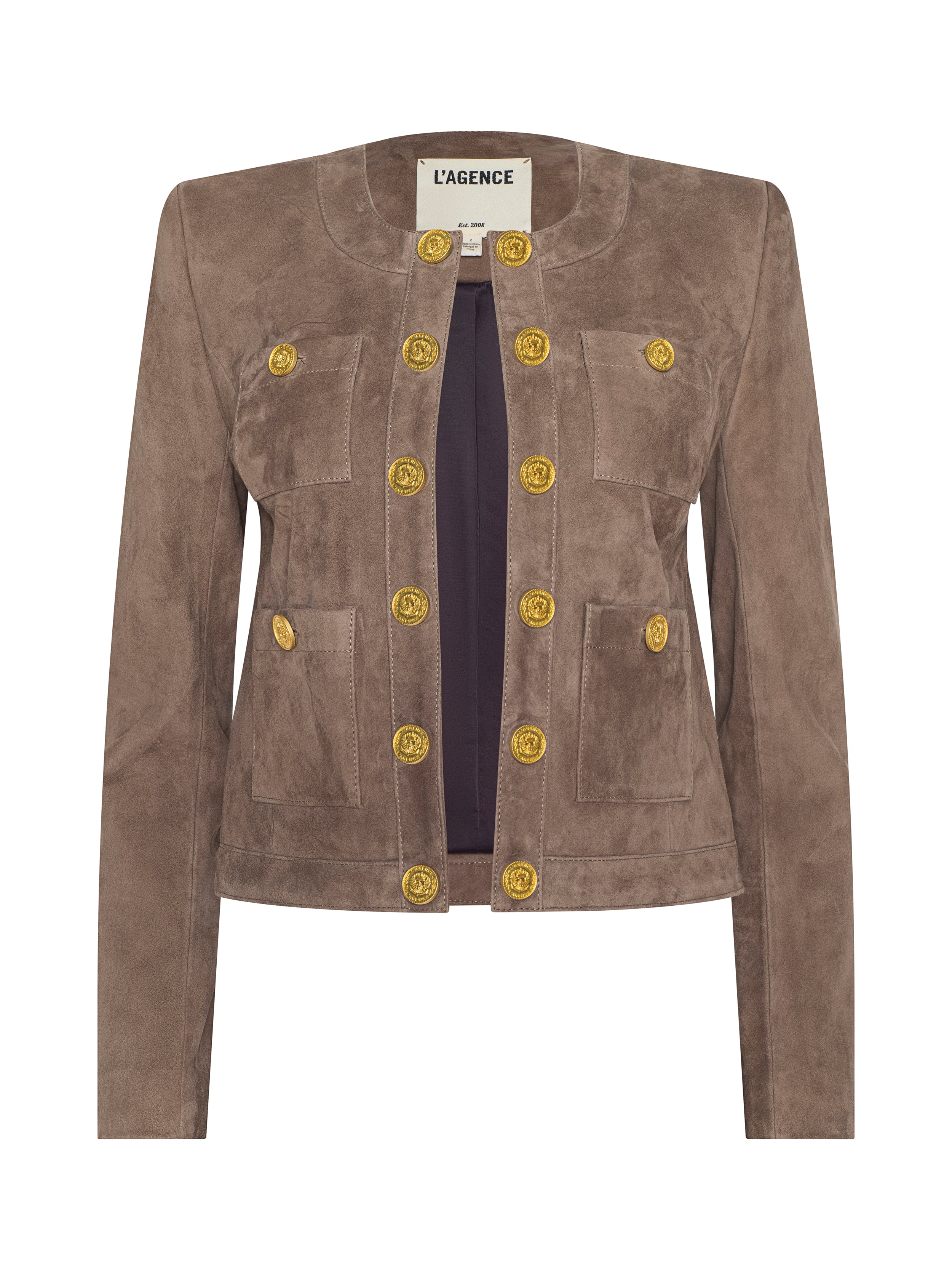 Jayde Collarless Jacket In Cardamom