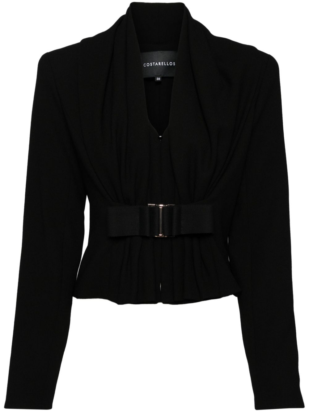 Crepe wool cropped jacket - Black