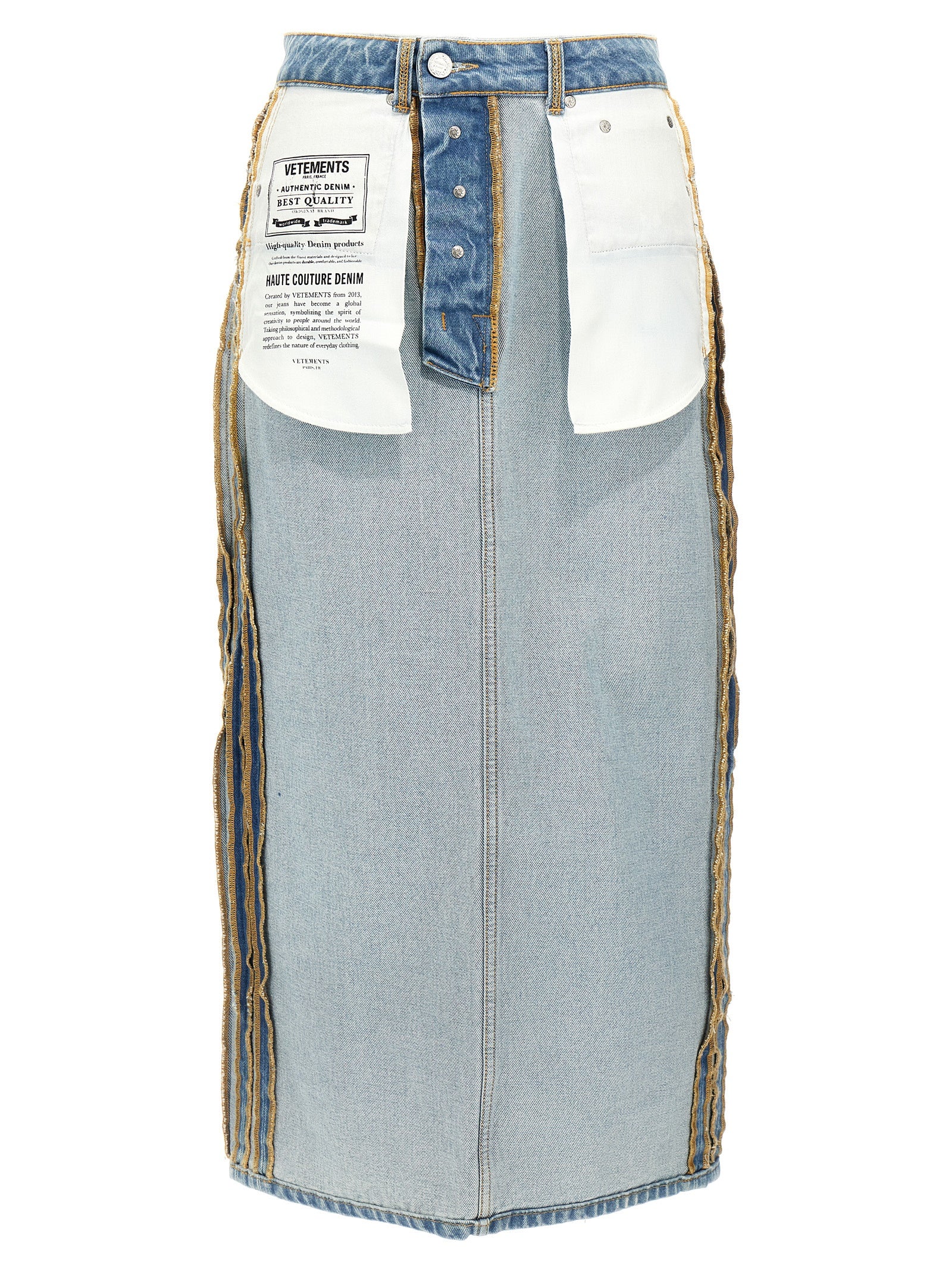 Inside-Out Cotton Denim Skirt — Blue