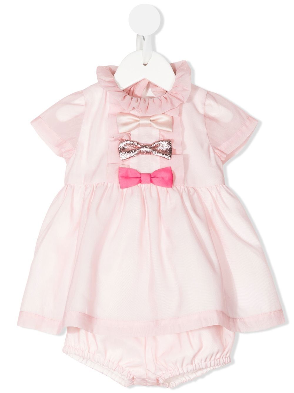 Bow-detail bodice dress and bloomers - Pink