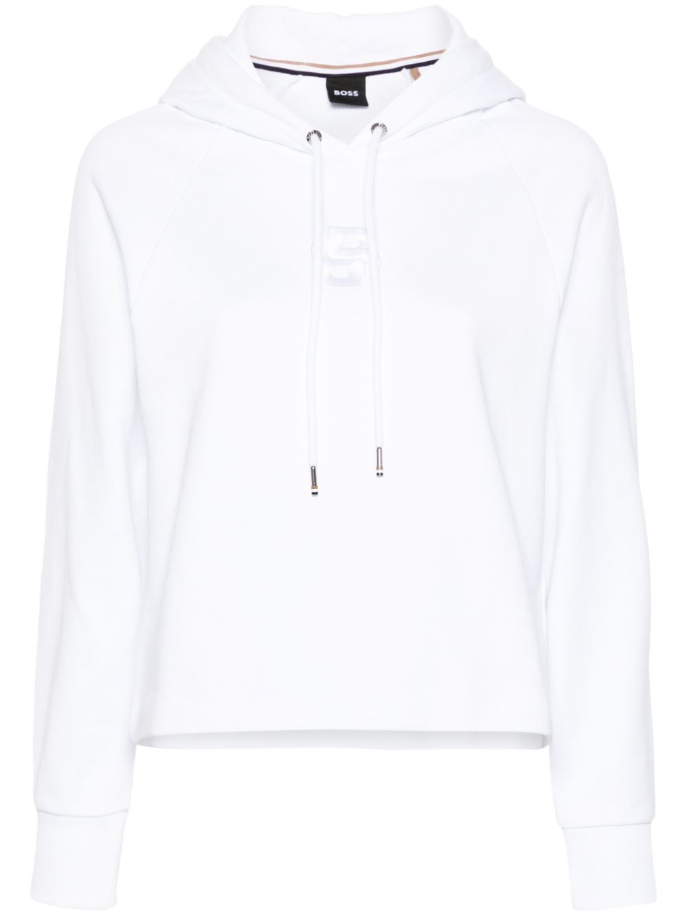 Logo-embroidered cropped hoodie - White