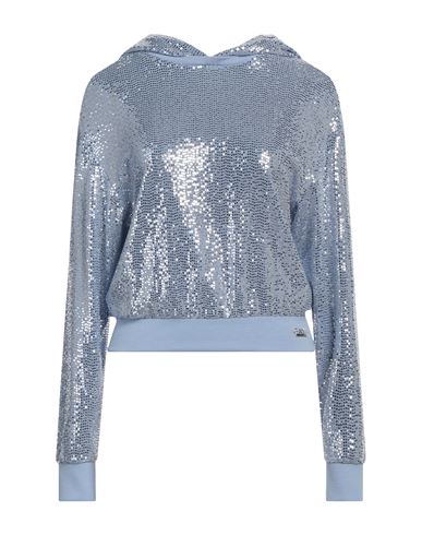 Ea7 Woman Sweatshirt Light blue Size L Polyamide, Elastane, Metallic fiber, Viscose, Polyester
