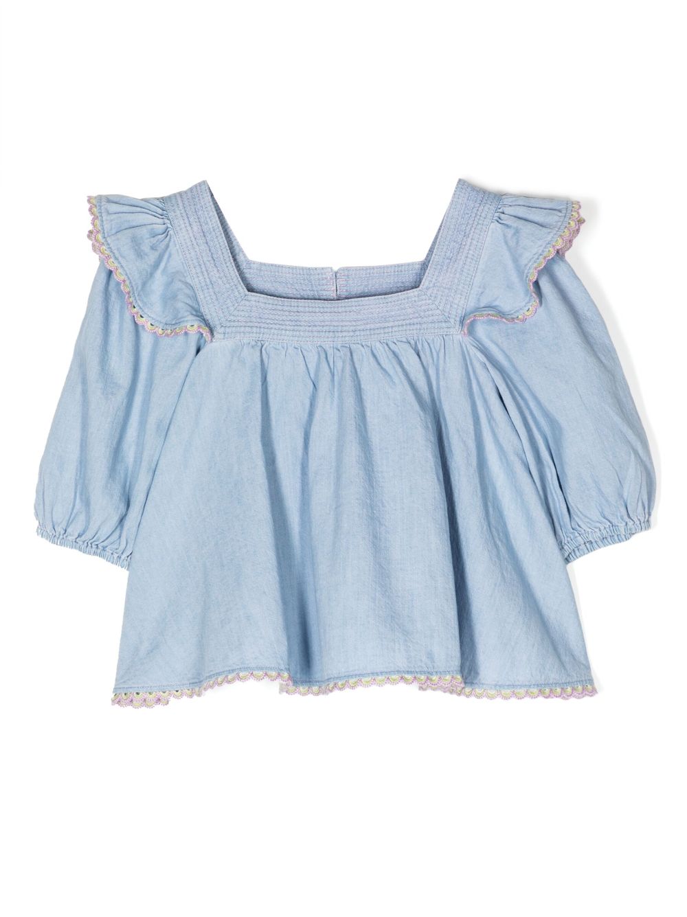Halcyon smocked denim blouse - Blue