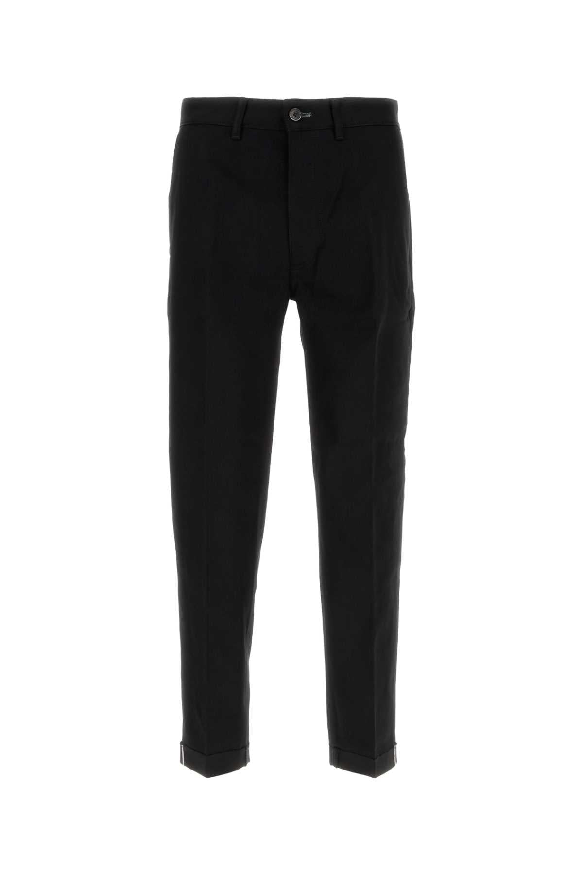 Stretch Cotton Blend Trousers — Black