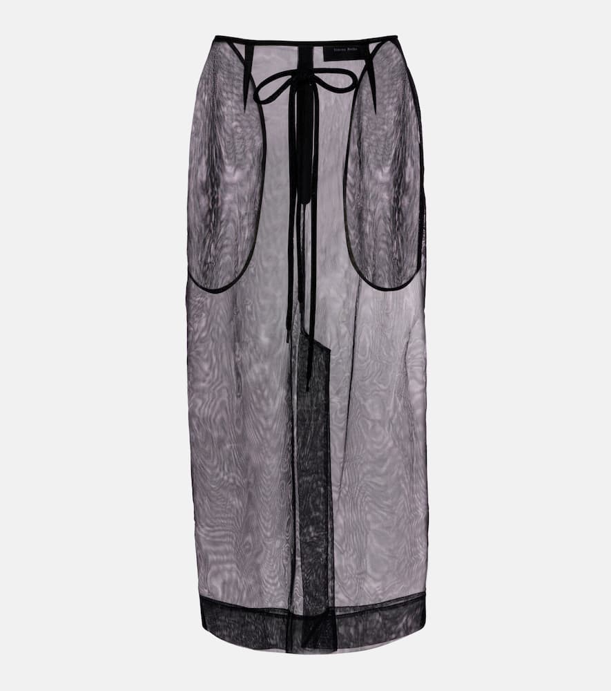 Bow-detail tulle midi skirt