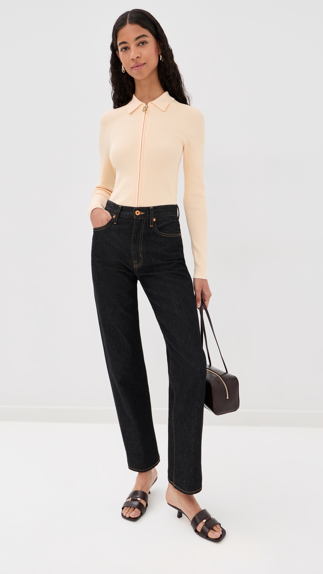 Zipped Polo Top Sandstone