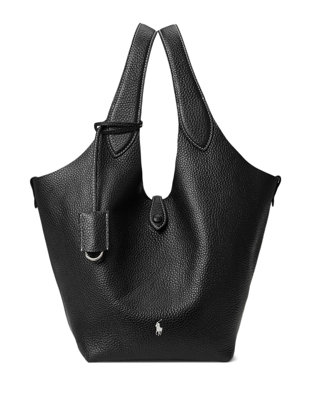 Pebble-texture top-handle bag - Black