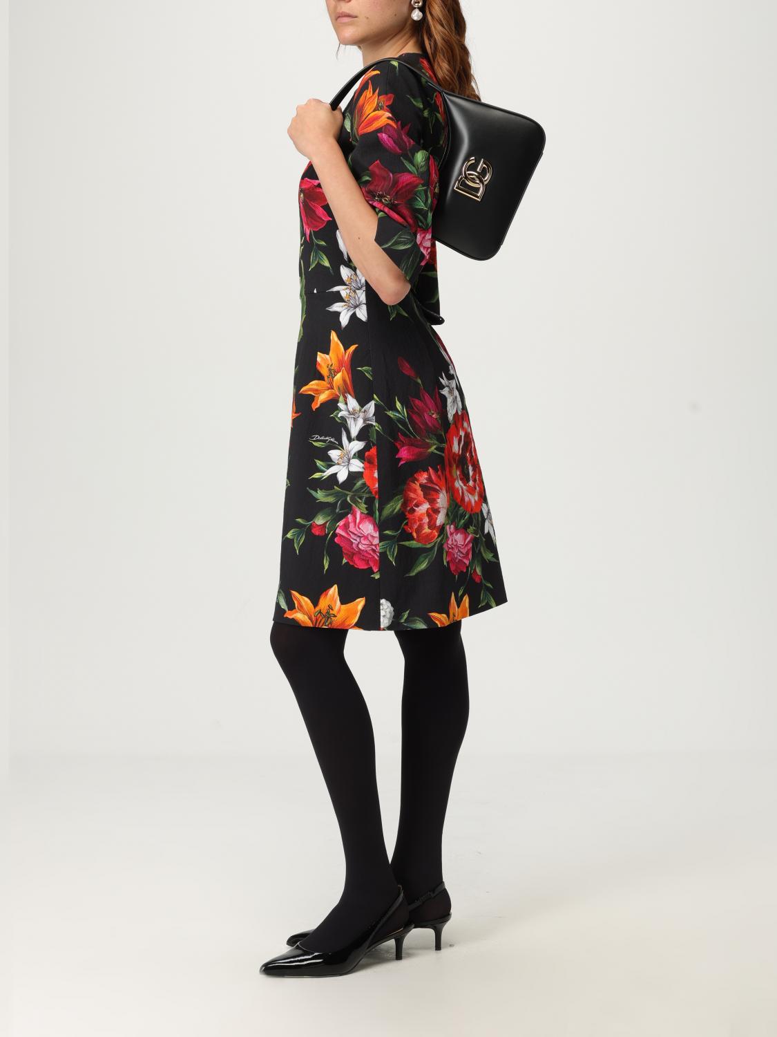 Floral-print mini dress - Black
