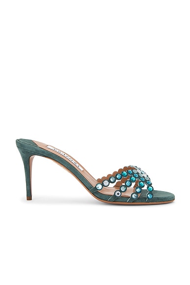 Aquazzura Tequila 75 Mule in Teal - Teal. 36.5 also in