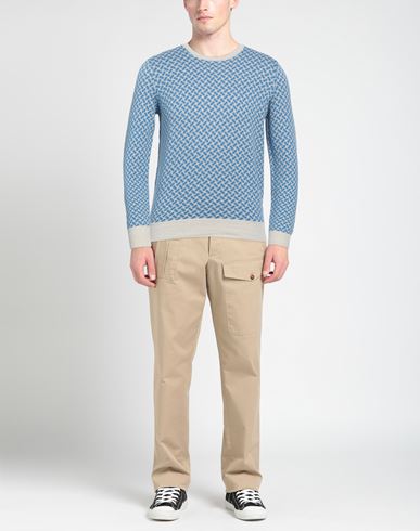 Man Sweater Azure Size 36 Cotton, Linen, Polyester