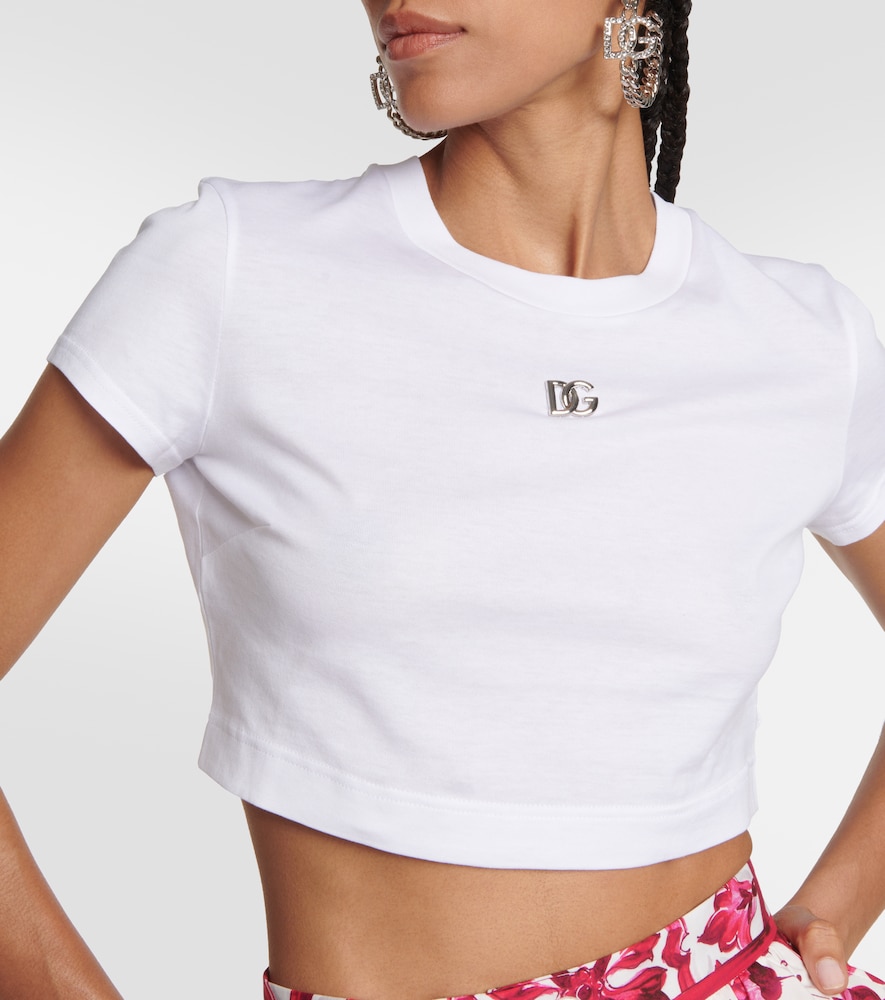 Logo cotton jersey crop top