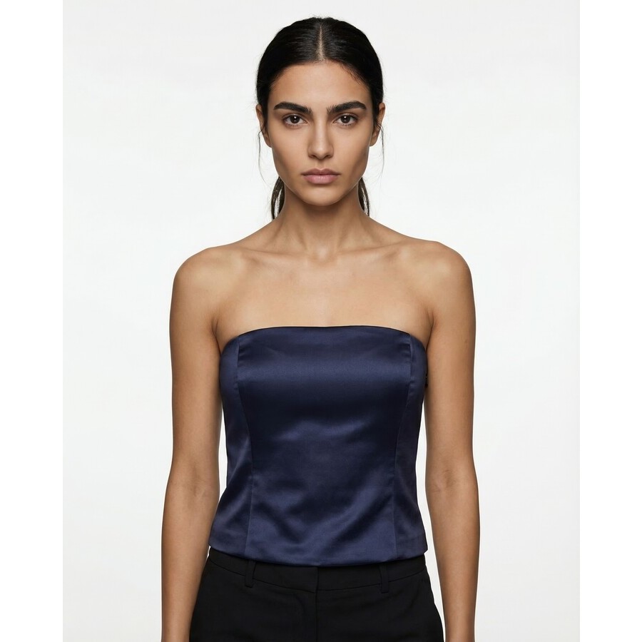 Navy Strapless Bustier Top