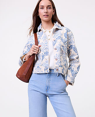 Ann Taylor Weekend Toile Denim Jacket
