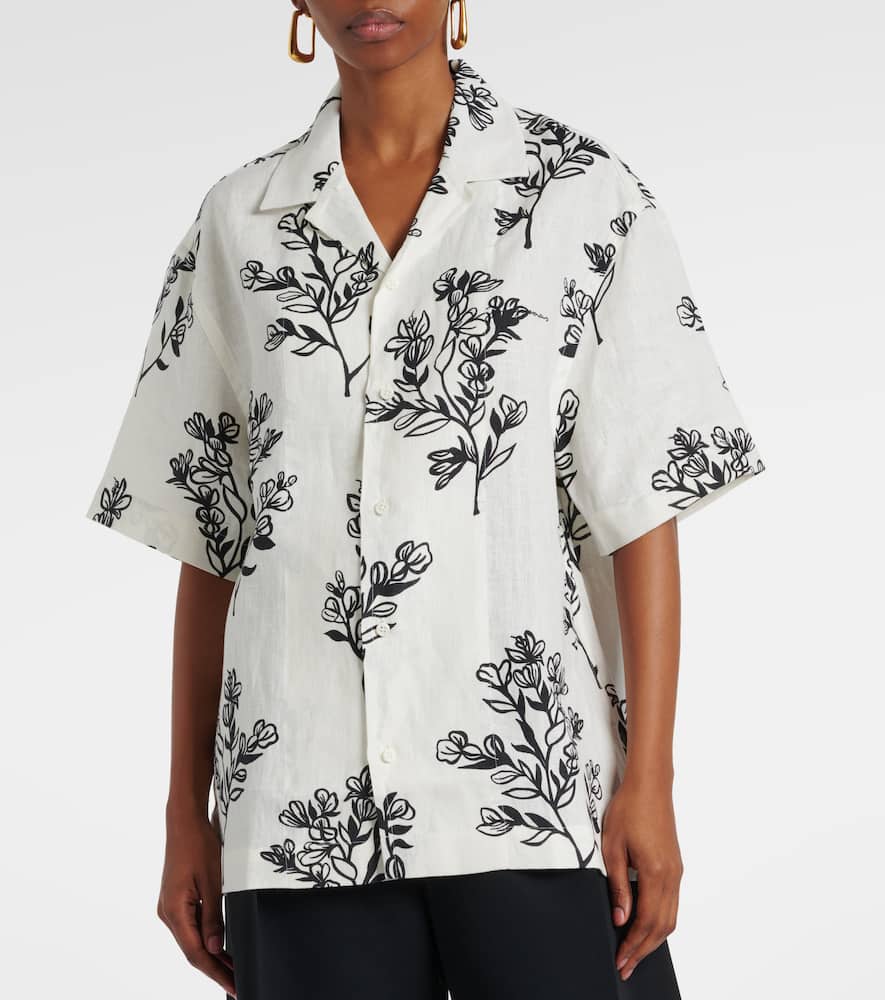 Jean floral linen bowling shirt