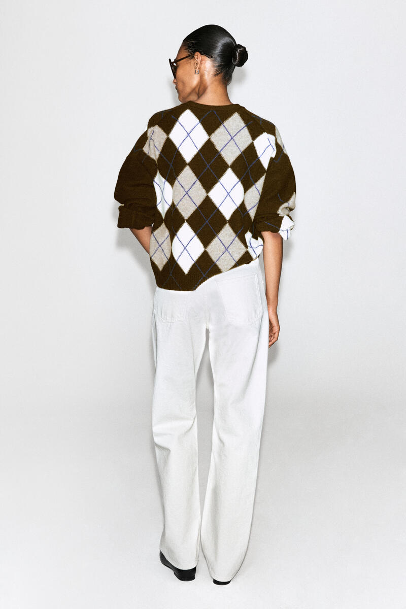 Argyle Wool-Alpaca V-Neck Sweater