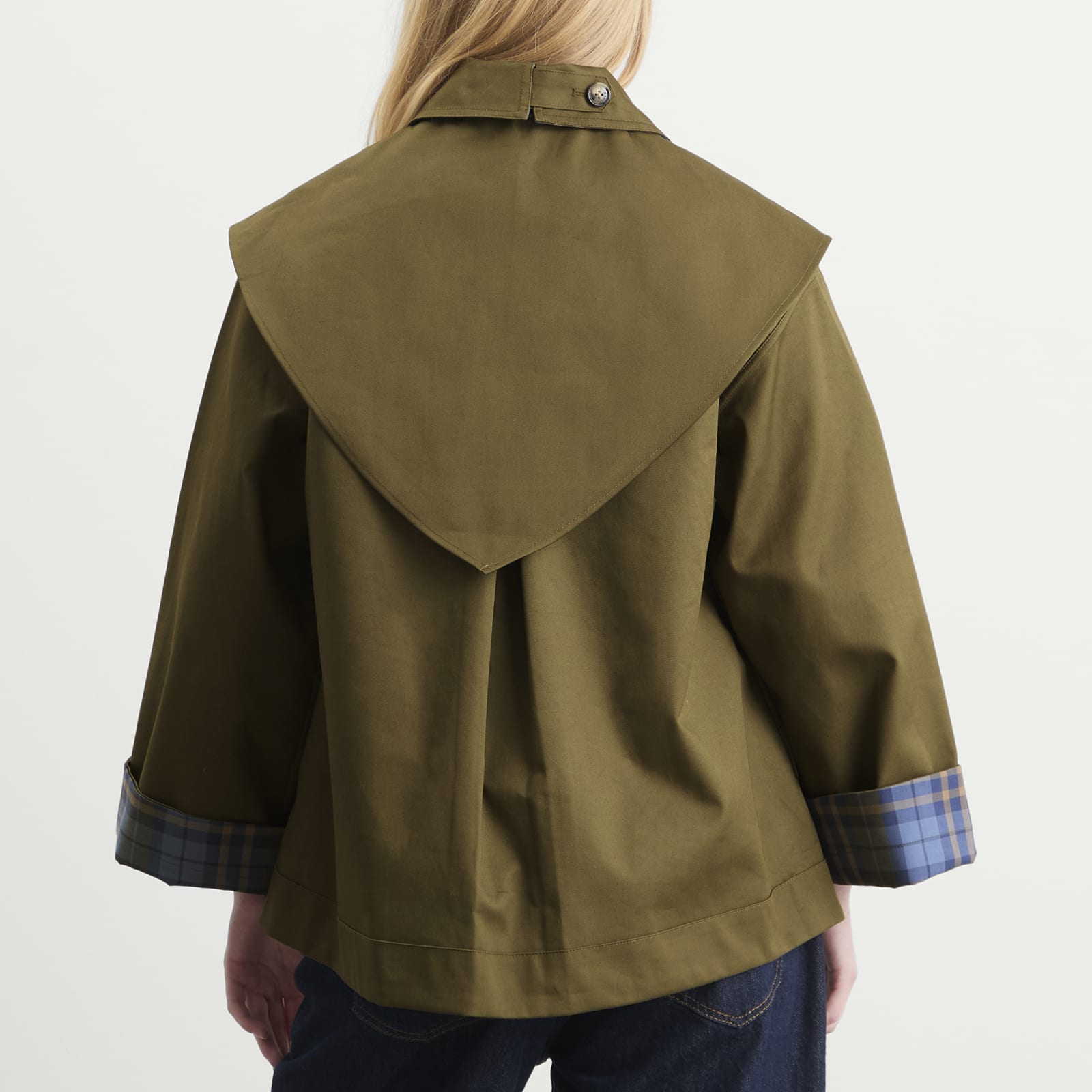 Women's Reversible Jerry Crop Trench Coat Olive